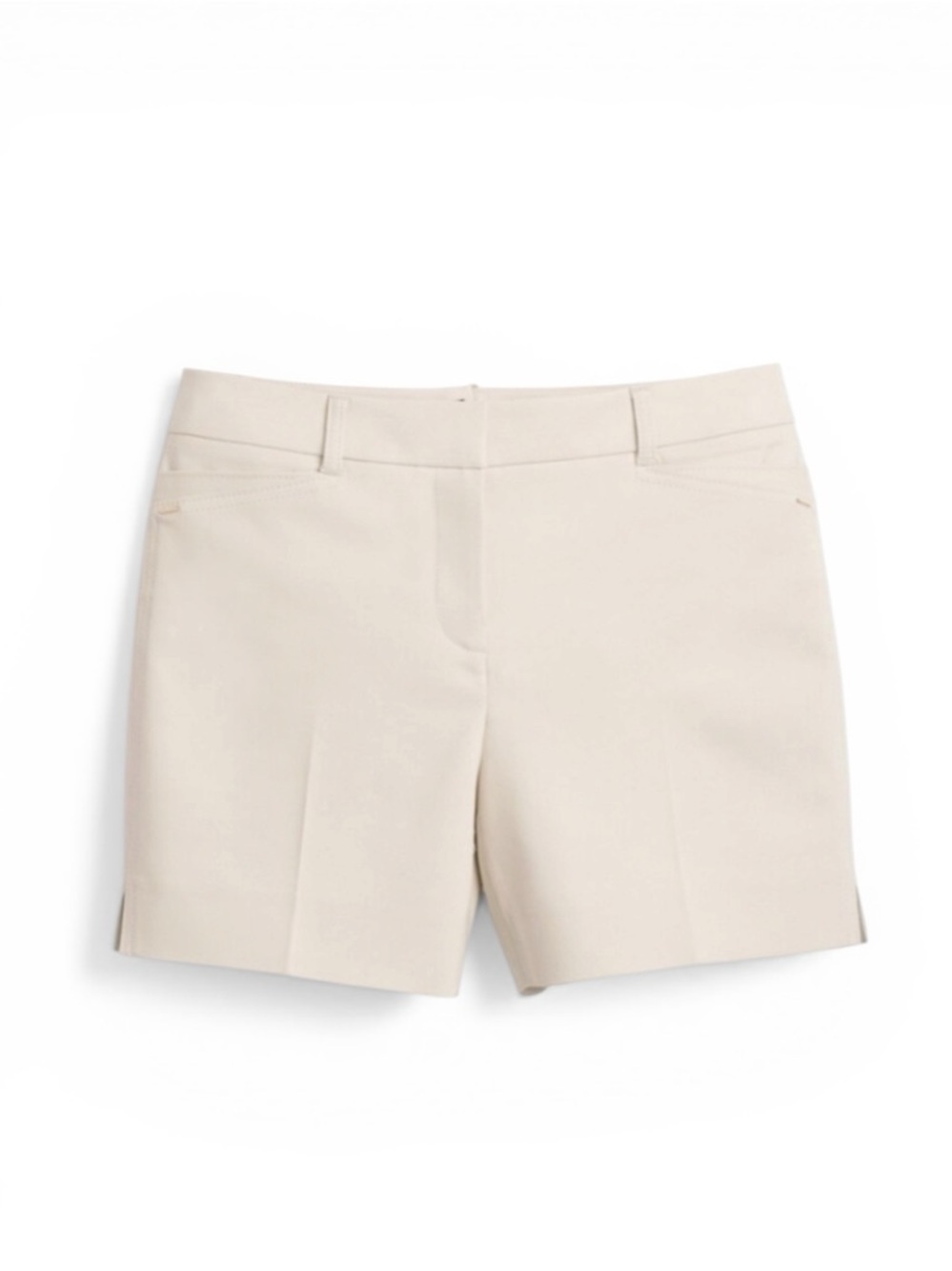 White House Black Market Khaki Cotton Stretch 5” Shorts Size 12